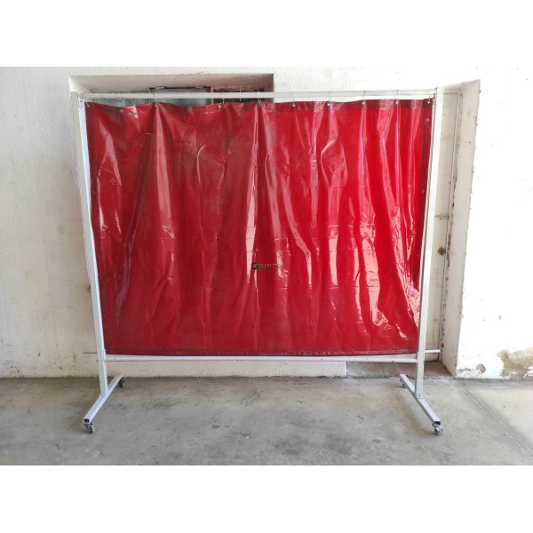 Ecran rideau de protection soudure soudage cadre sur roulette PVC rouge ISO EN 25980 Cepro occasion (envoi possible sur palette
