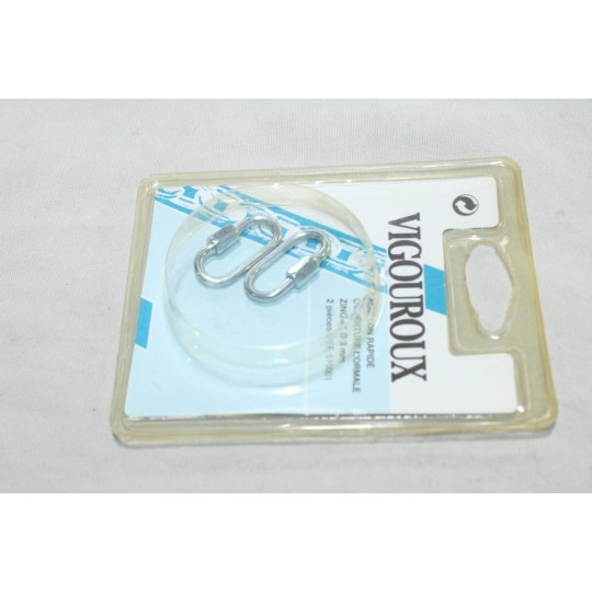 Lot 2 maillons rapide ouverture normale zingue 3mm Vigouroux 510001 