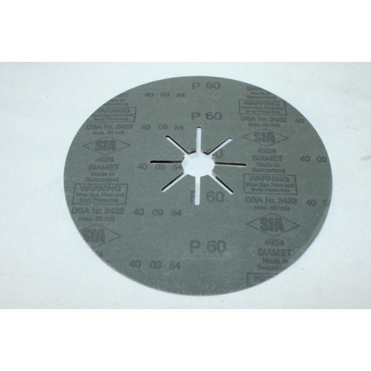 Boite 34 disques abrasifs poncage fibre corindon 180x22mm diametre P60 SIA Blue Line T6408.0060.6 