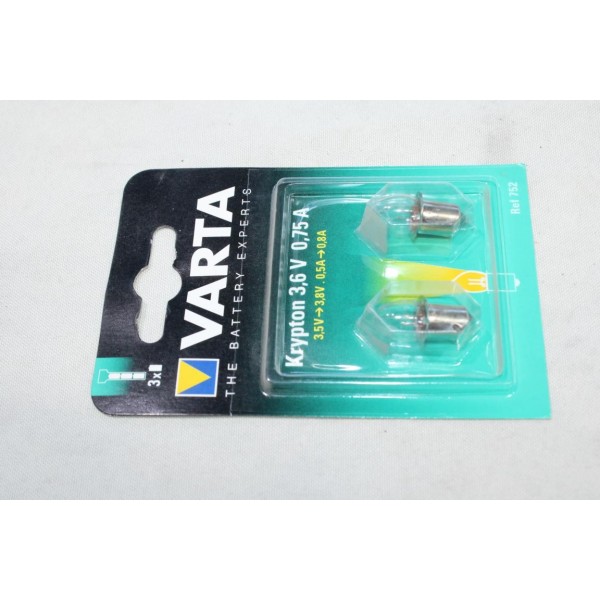 Lot 2 ampoules Varta 752 krypton 3.6V 0.75A 