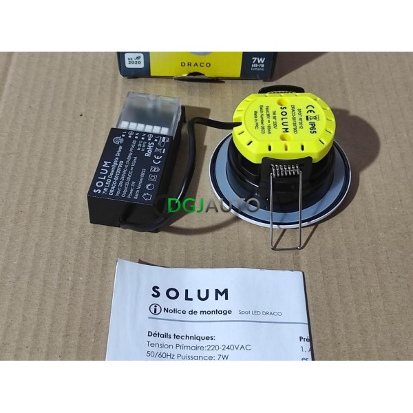 Spot LED avec detecteur encastrable plafond Solum Draco 3760317330715 7W IP65 frontal 68mm