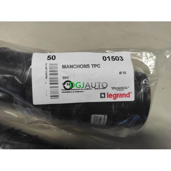 Lot 5 manchons TPC Legrand 01503 75mm IP54 pour conduit tube canalisation