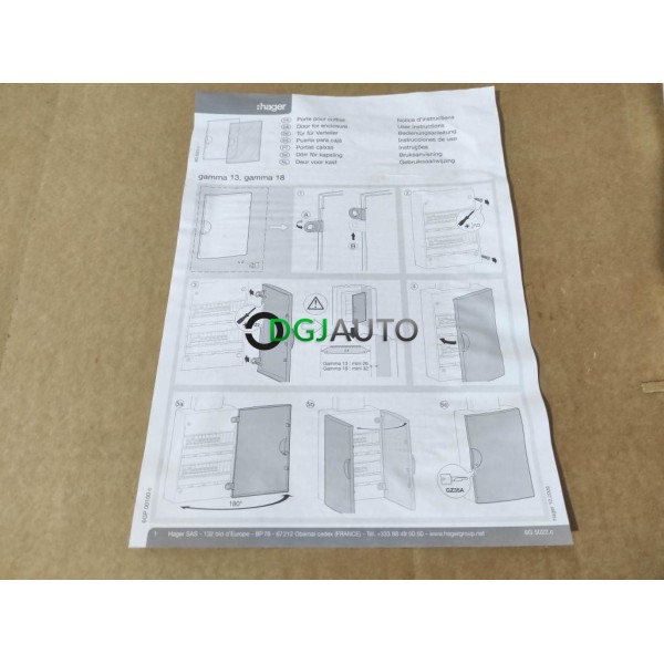 Porte opaque tableau electrique Hager GP213P Gamma 2 rangées