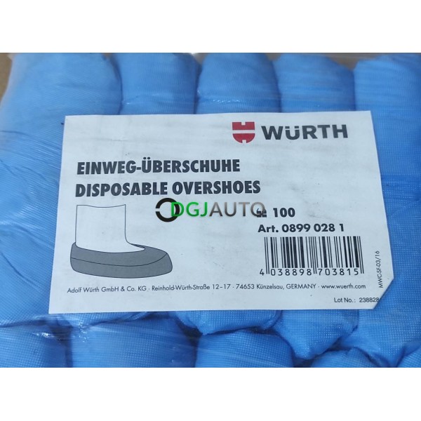 Lot 100 chaussettes protection surchaussure jetable Wurth 08990281