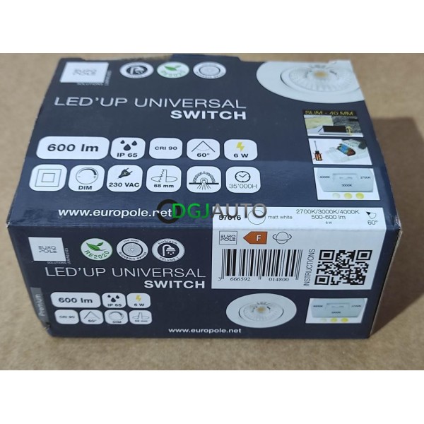 Spot encastrable Europole 57016 IP65 600 lumens 6W 68mm 60° CRI90 dimmable