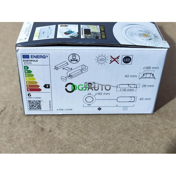 Spot encastrable Europole 57016 IP65 600 lumens 6W 68mm 60° CRI90 dimmable