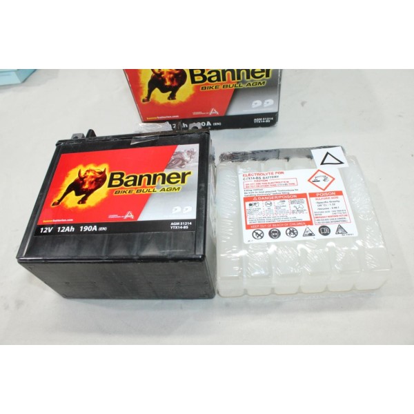 Batterie moto scooter quad avec acide Banner AGM51214 YTX14-BS 12V 12Ah 190A 