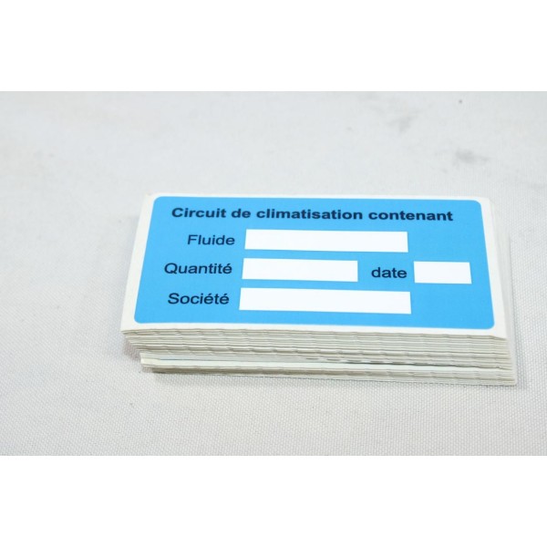Lot 50 étiquettes autocollante information circuit de climatisation ET ET00400 