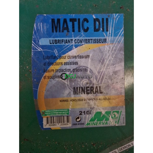Bidon huile 210L lubrifiant mineral Minerva Matic DII dexron II norme G allison C4