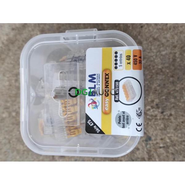 1 Boite de 40 connecteurs rapide cable fils electrique 5 entrées 0.14 à 4mm² serie 475 BLM 475150 easy connex leviers jaune