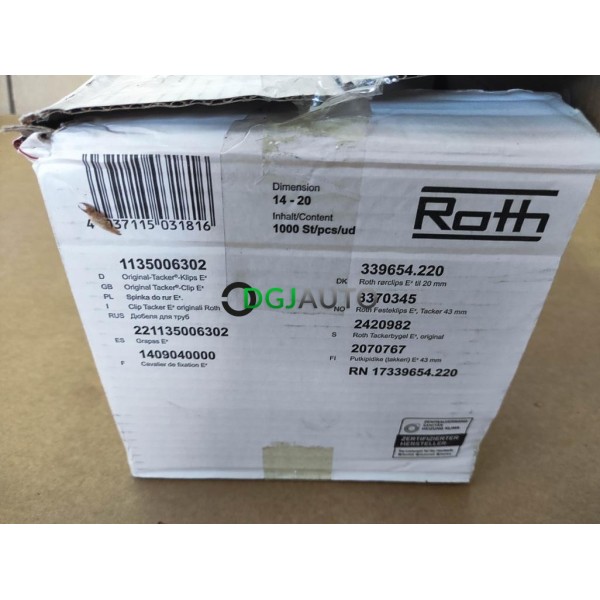 Boite environs 900 agrafes attache tube tuyau 14mm - 20mm Roth 1135006302 pour sol chauffant