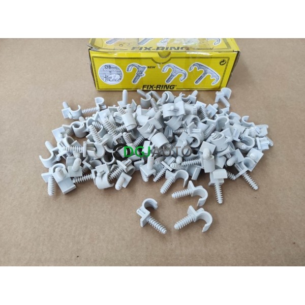 Boite 100 agrafes fixation de gaine tube 16mm Fix-ring 3509093000500 pour electricité et plomberie