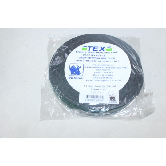 Rouleau de ruban adhesif double face haute resistance TEX MBT-12 SA0012 12mm x 10m x 0.8mm indasa 