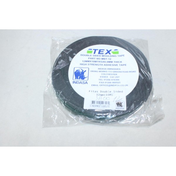 Rouleau de ruban adhesif double face haute resistance TEX MBT-12 SA0012 12mm x 10m x 0.8mm indasa 
