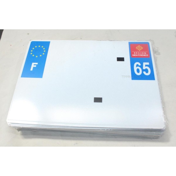 Lot 30 plaques immatriculation blanche département 65 région Midi Pyrénées 275x200 Tiflex 6E827 SIV 