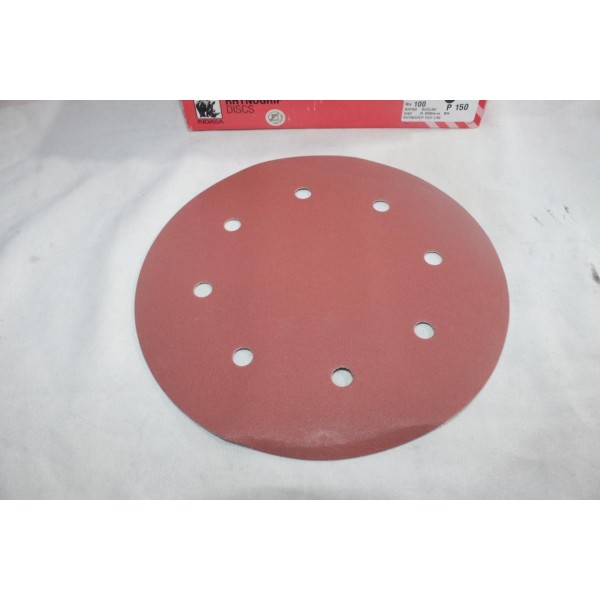 Boite 100 disques abrasif de poncage rhynogrip red line P150 200mm 8H Indasa 25705 