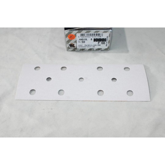 Boite 50 bandes abrasive de poncage rhynogrip white line P180 70x198mm Indasa 44519 