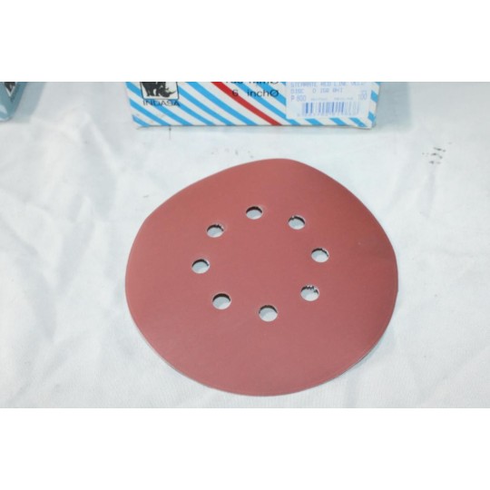 Boite 100 disques abrasif de poncage stearate red line velcro 150mm 8H P800 Indasa 5603902014868 