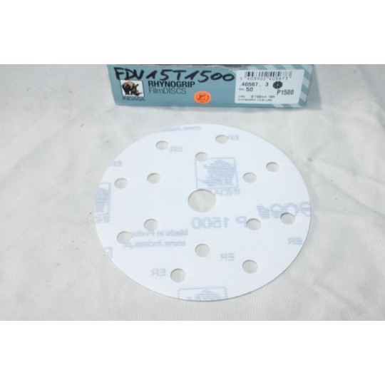 Boite 50 disques abrasif de poncage rhynogrip film line 150mm 15H P1500 Indasa 40567 