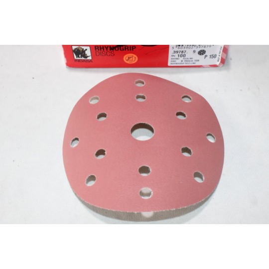 Boite 25 disques abrasif de poncage rhynogrip red line P150 150mm 15H Indasa 39787 