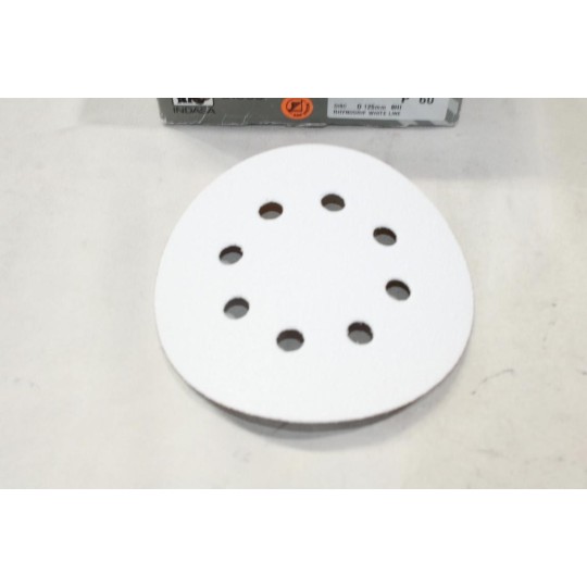 Boite 40 disques abrasif de poncage rhynogrip white line 125mm 8H P60 Indasa 00269 