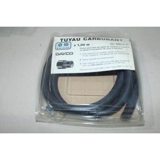 Kit tuyau durite de carburant 10mm diametre interieur 1m 1 metre de long avec 2 colliers Dayco 80514/1C 