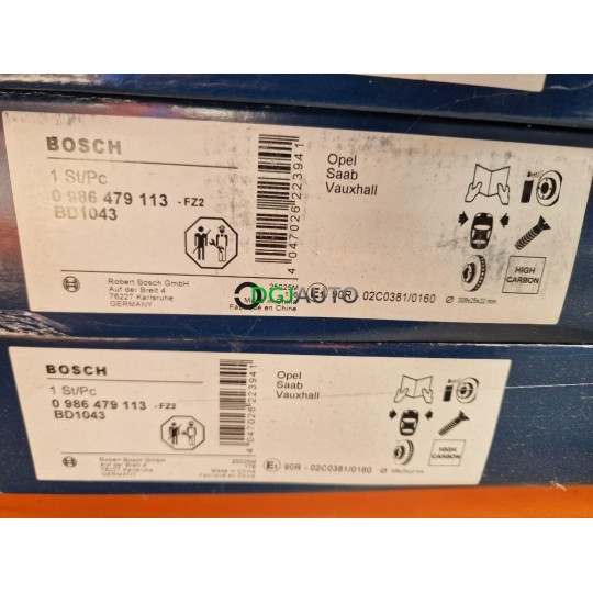 Jeu 2 disques de frein avant ventilé 308mm diametre Bosch BD1043 0986479113 pour opel zafira A B vectra B meriva A B astra H