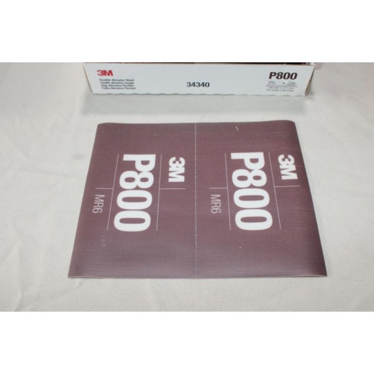 Boite 25 feuilles abrasive souple de poncage MR6 P800 hookit 140x171mm 3M 34340 