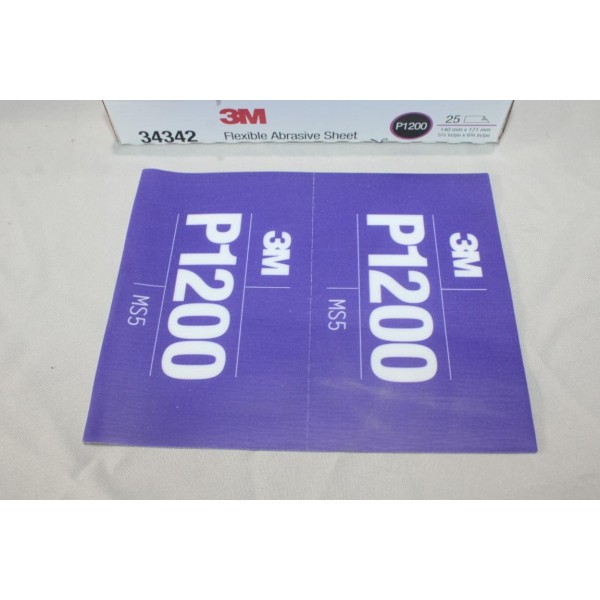 Boite 25 feuilles abrasive souple de poncage MS5 P1200 140x171mm 3M 34342 