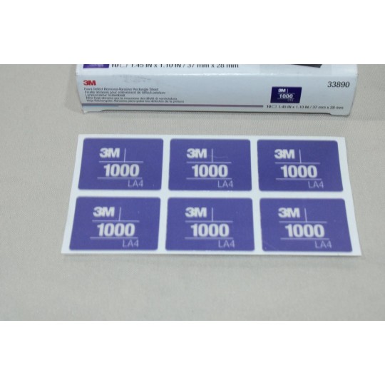 Boite 10 feuilles (60 tampons) abrasive de poncage defaut peinture LA4 P1000 37x28mm 3M 33890 