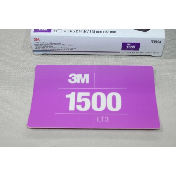 Boite 15 feuilles abrasive de poncage defaut peinture LT3 P1500 115x62mm 3M 33894 