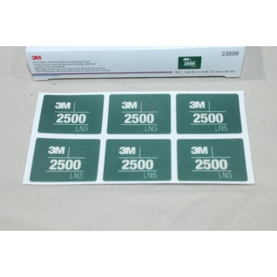 Boite 10 feuilles (60 tampons) abrasive de poncage defaut peinture LN5 P2000 37x28mm 3M 33899 