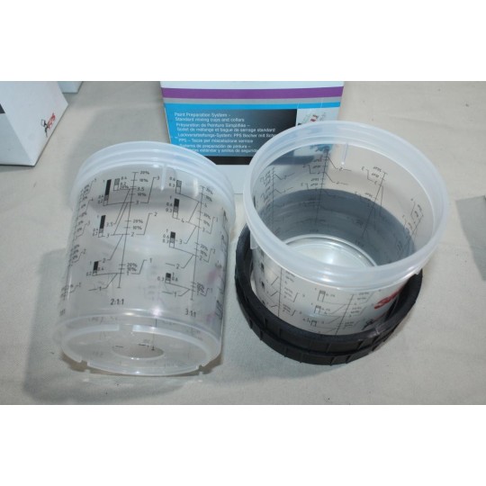 Kit 2 godets de melange de peinture avec bague de serrage standard 3M 16001 