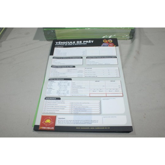 Carnet de contrat de mise à disposition véhicule de prêt Precisium CARNET VERT PRE021 