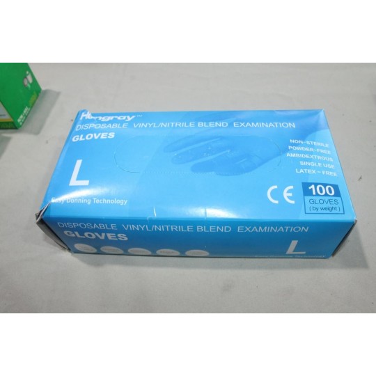 Boite 100 gants vinyl nitrile bleu taille L Hongray VNEU3003 