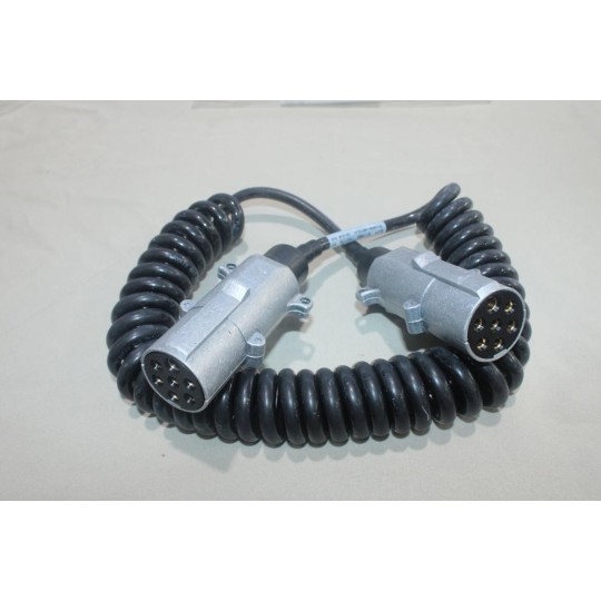Rallonge spiralé cable electrique 7 poles 24V 4.5m 4.5 mètres type N aluminium attelage remorque Erich Jaeger 611080 