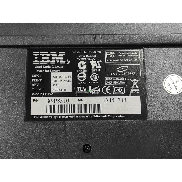Clavier AZERTY occasion IBM SK-8820 prise PS/2 6 broches