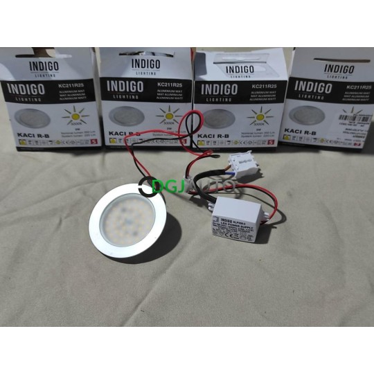 Lot 4 spots LED interieur 3W kaci R-B 3000K IP44 350lm 220lm Indigo KC211R25 aluminium mat