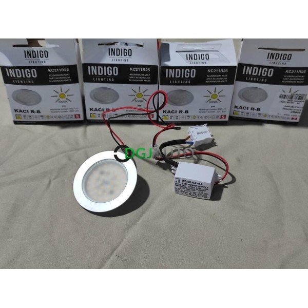 Lot 4 spots LED interieur 3W kaci R-B 3000K IP44 350lm 220lm Indigo KC211R25 aluminium mat