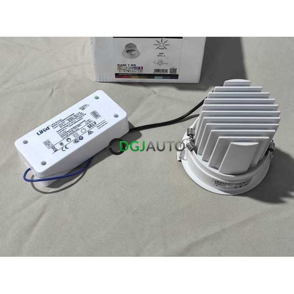 Lampe downlight LED encastrable Indigo DO347NW30 kani 1 RD avec driver lifud 4000K 20W 1845lm blanc mat IP23