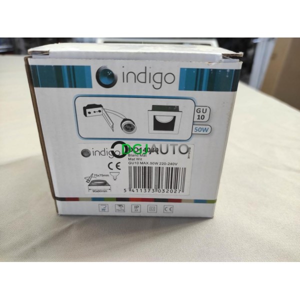 Spot encastrable carré blanc mat GU10 50W SQ100 IP20 IP23 90x90mm Indigo DO14030