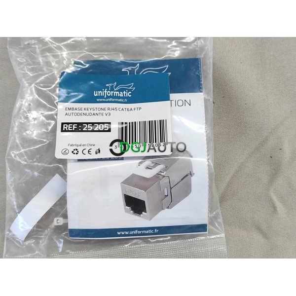 Lot 5 embases connecteur keystone RJ45 reseau cat 6A FTP autodenudante V3 Uniformatic 25205