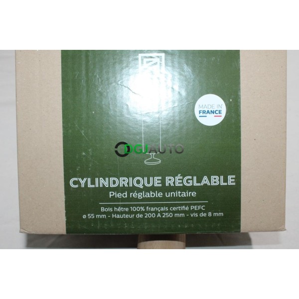 Pied cylindrique reglable de sommier lit fabriqué en France Alinea 27148280 20 à 25cm bois hêtre 100% francais 55mm vis 8mm