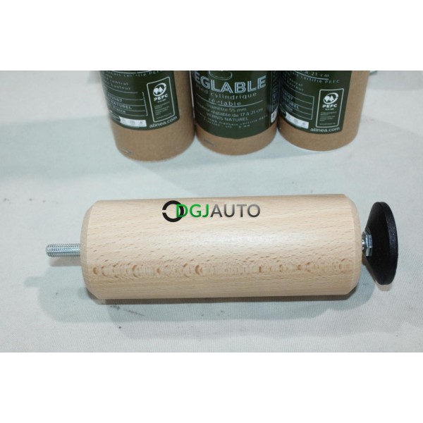 Pied cylindrique reglable de sommier lit fabriqué en France Alinea 26523545 17 à 21cm bois hêtre 100% francais 55mm vis 8mm