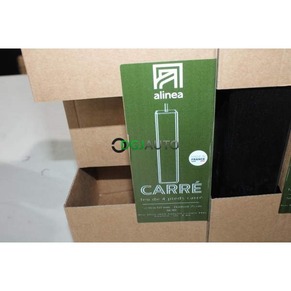 Jeu 4 pieds de sommier lit fabriqué en France Alinea 27916209 25cm bois hêtre 100% francais 60mm vis 8mm noir