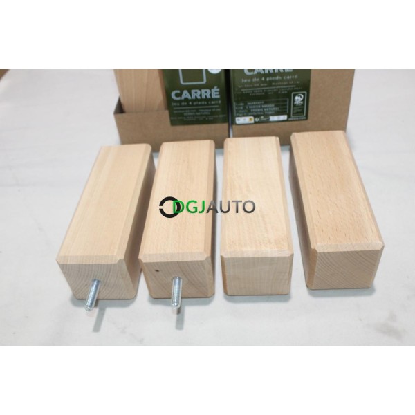Jeu 4 pieds de sommier lit fabriqué en France Alinea 26099477 17cm bois hêtre 100% francais 60mm vis 8mm