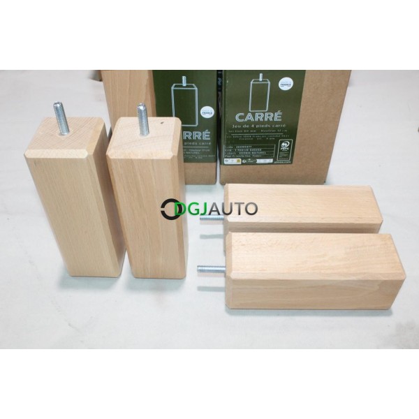 Jeu 4 pieds de sommier lit fabriqué en France Alinea 26099477 17cm bois hêtre 100% francais 60mm vis 8mm