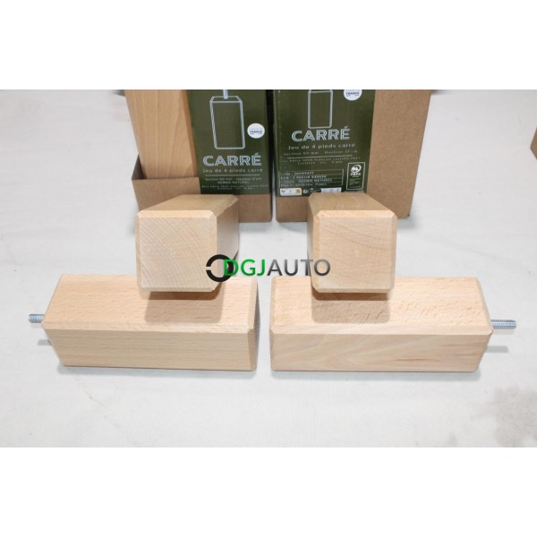 Jeu 4 pieds de sommier lit fabriqué en France Alinea 26099477 17cm bois hêtre 100% francais 60mm vis 8mm