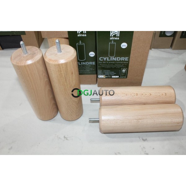 Jeu 4 pieds de sommier lit fabriqué en France Alinea 20903954 20cm bois hêtre 100% francais 70mm vis 8mm