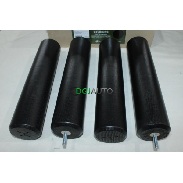 Jeu 4 pieds de sommier lit fabriqué en France Alinea 24753333 30cm bois hêtre 100% francais 70mm vis 8mm noir laqué